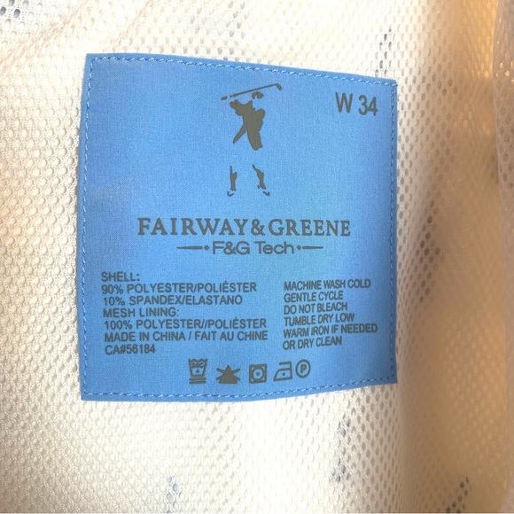 Fairway & Greene Larson Tech Golf Shorts in White Safe Harbor, Size 34 - Picture 9 of 9